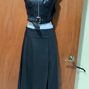 Black leather maxi skirt *never worn*